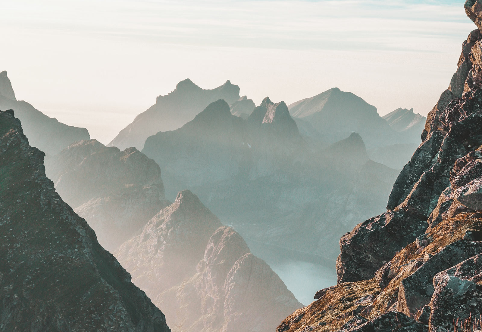 Misty mountain peaks